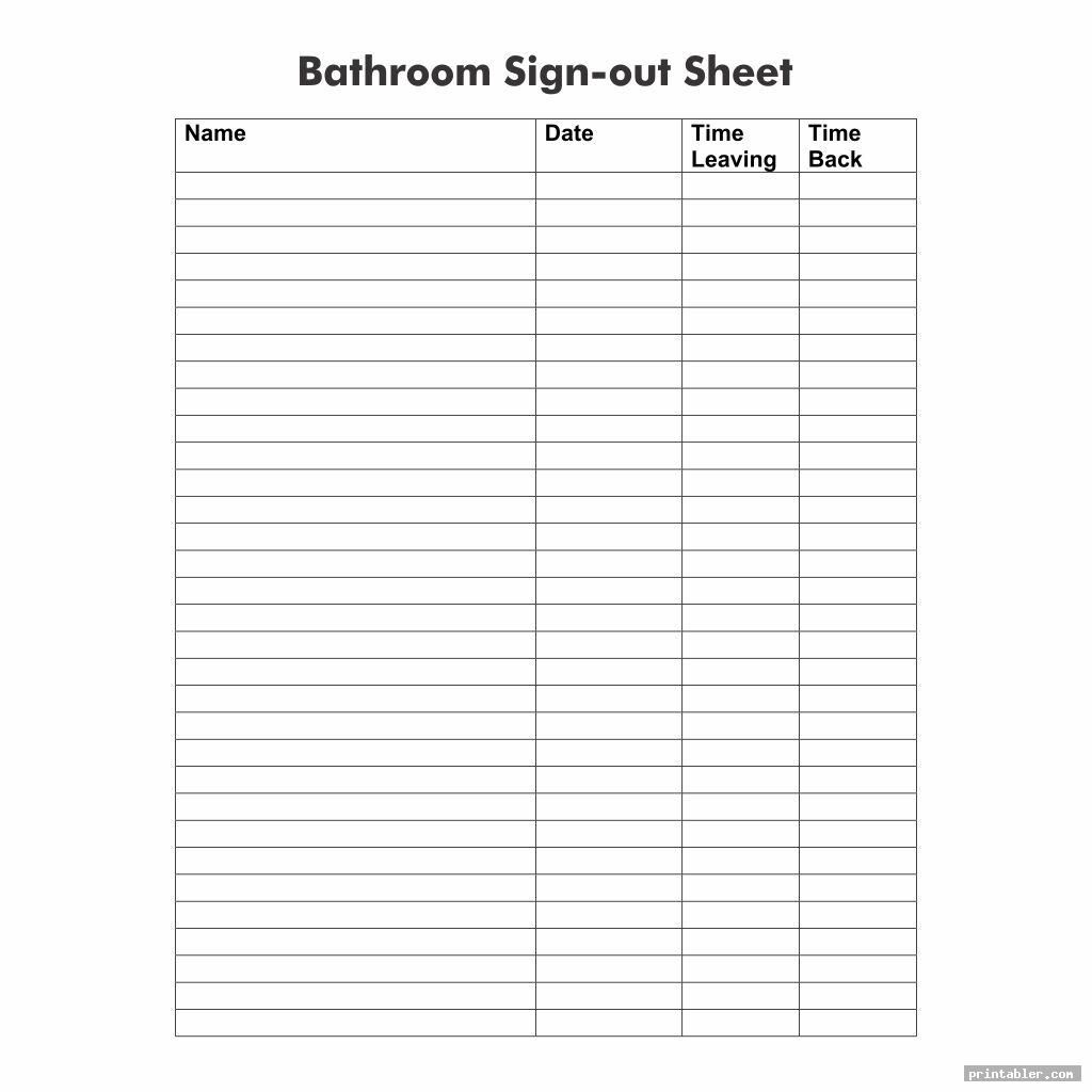 Bathroom Sign Out Sheet