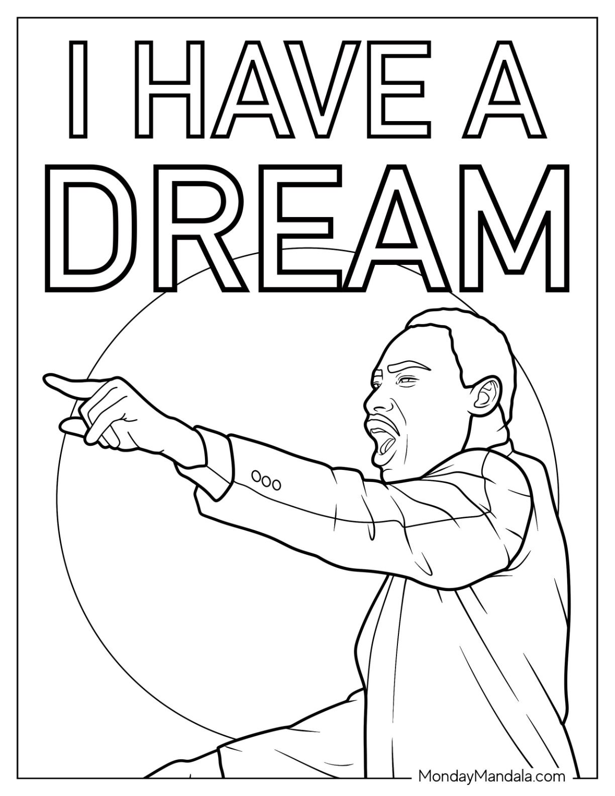 Free Dr. Martin Luther King coloring pages for 2025. Calm activity after reading.