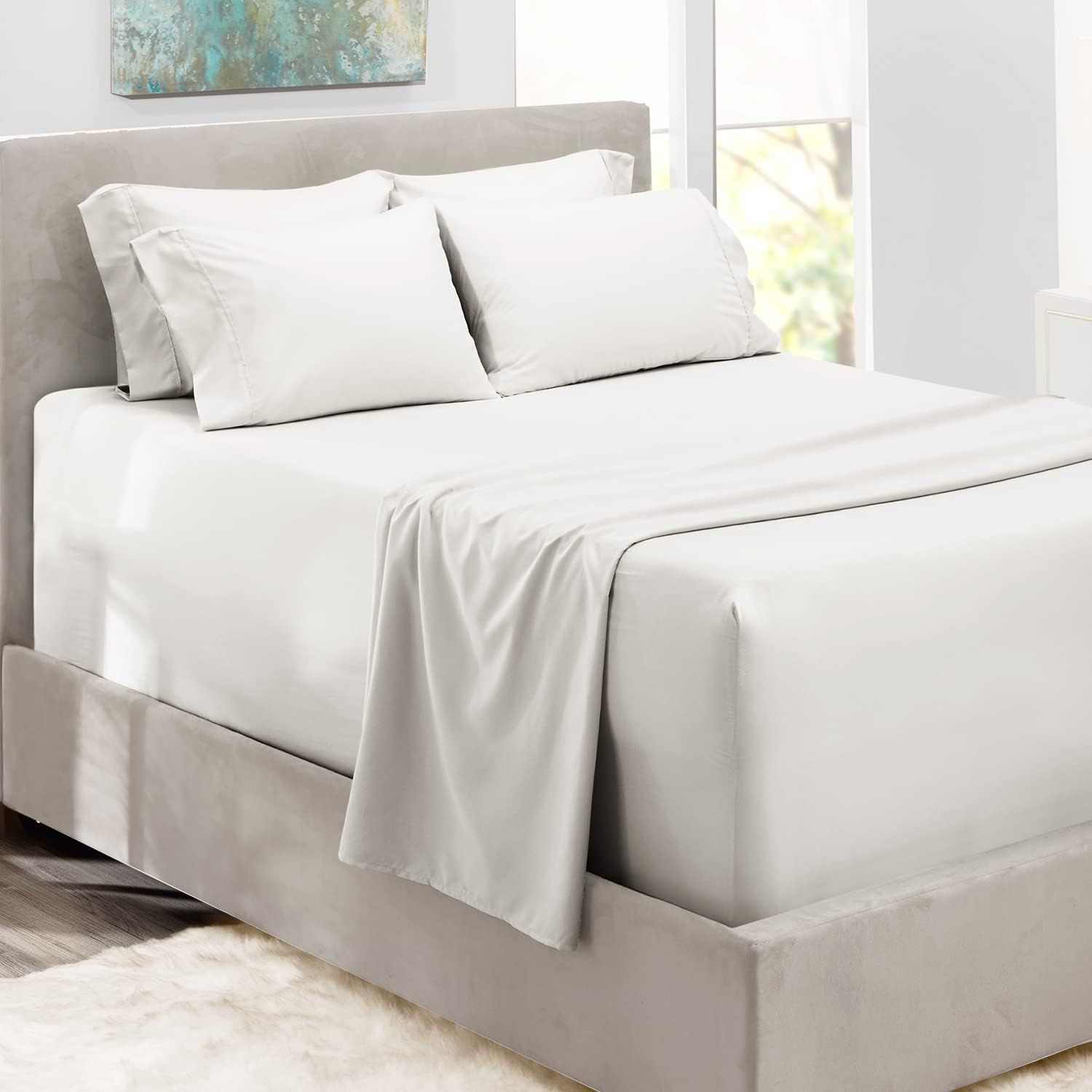 Hearth and Harbor sheets with pockets deep enough to grip mattresses from 18 to 24 inches thick, so a tall bed stays covered.