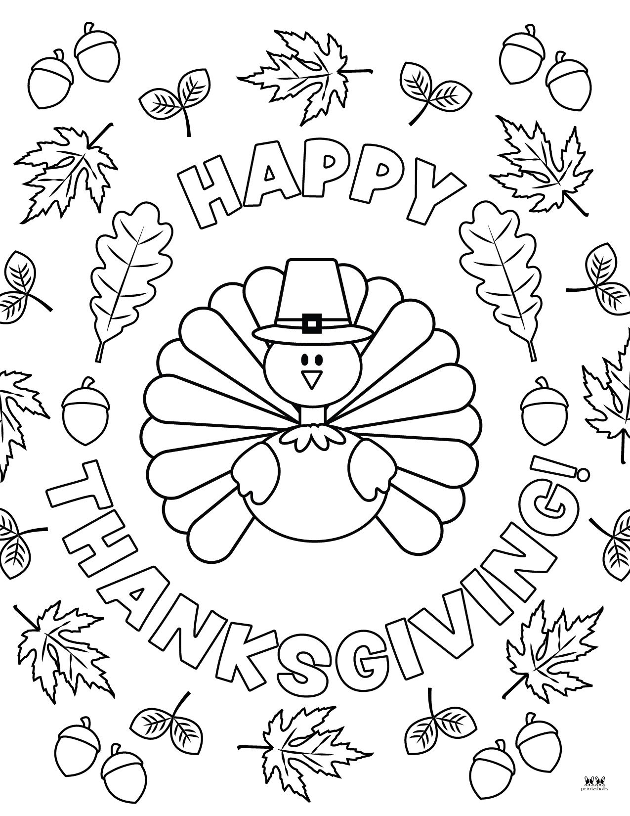Free Thanksgiving coloring sheets with autumn and turkey designs for all ages.