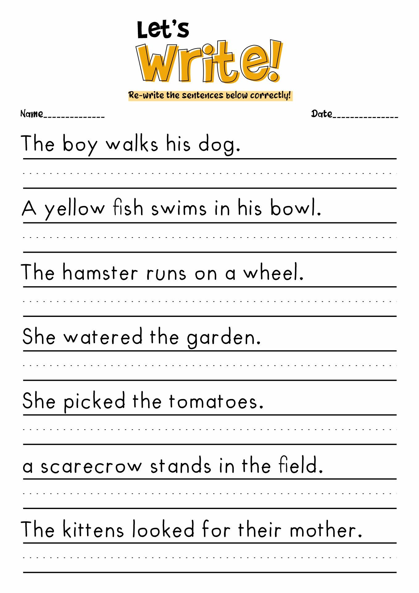 Simple handwriting sheets to build fine motor skills while practicing common words.