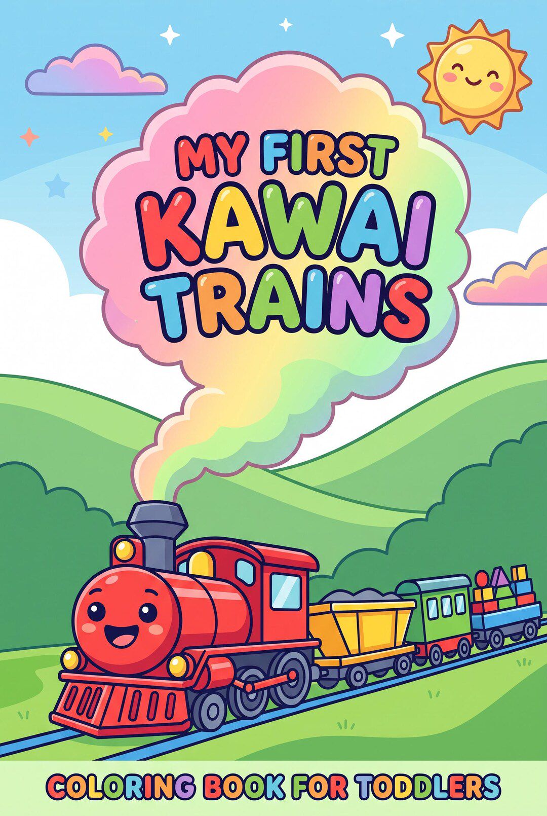 Cute, simple train designs perfect for young kids who love soft, happy art.