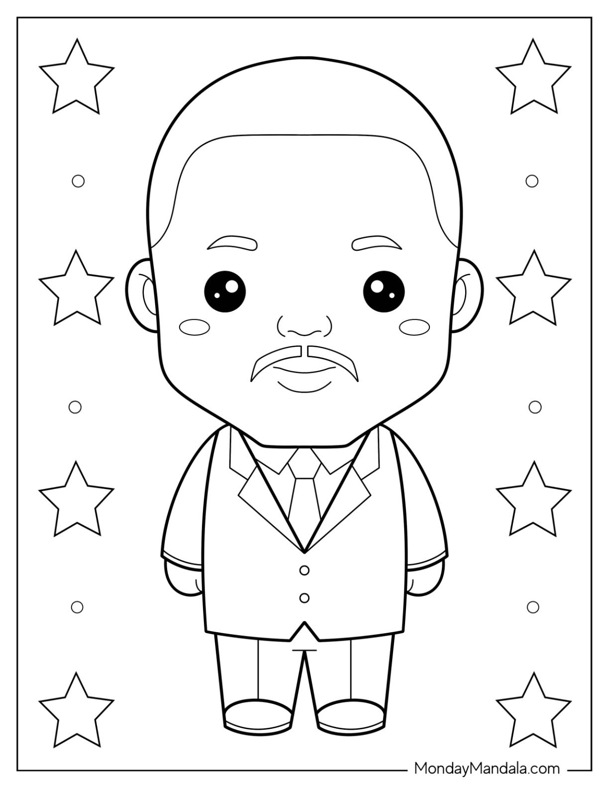 Free Martin Luther King Jr coloring printables. Ready for crayons or markers.
