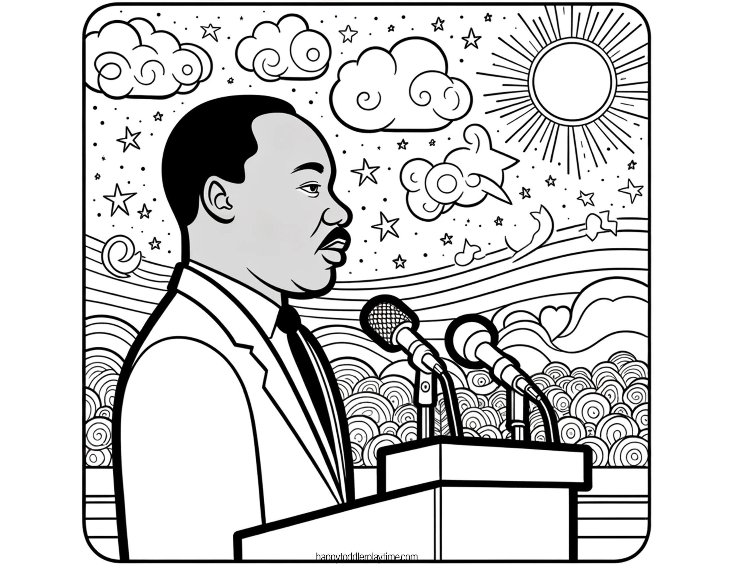 Free PDF of MLK Day coloring pages. Print the whole packet or single sheets.