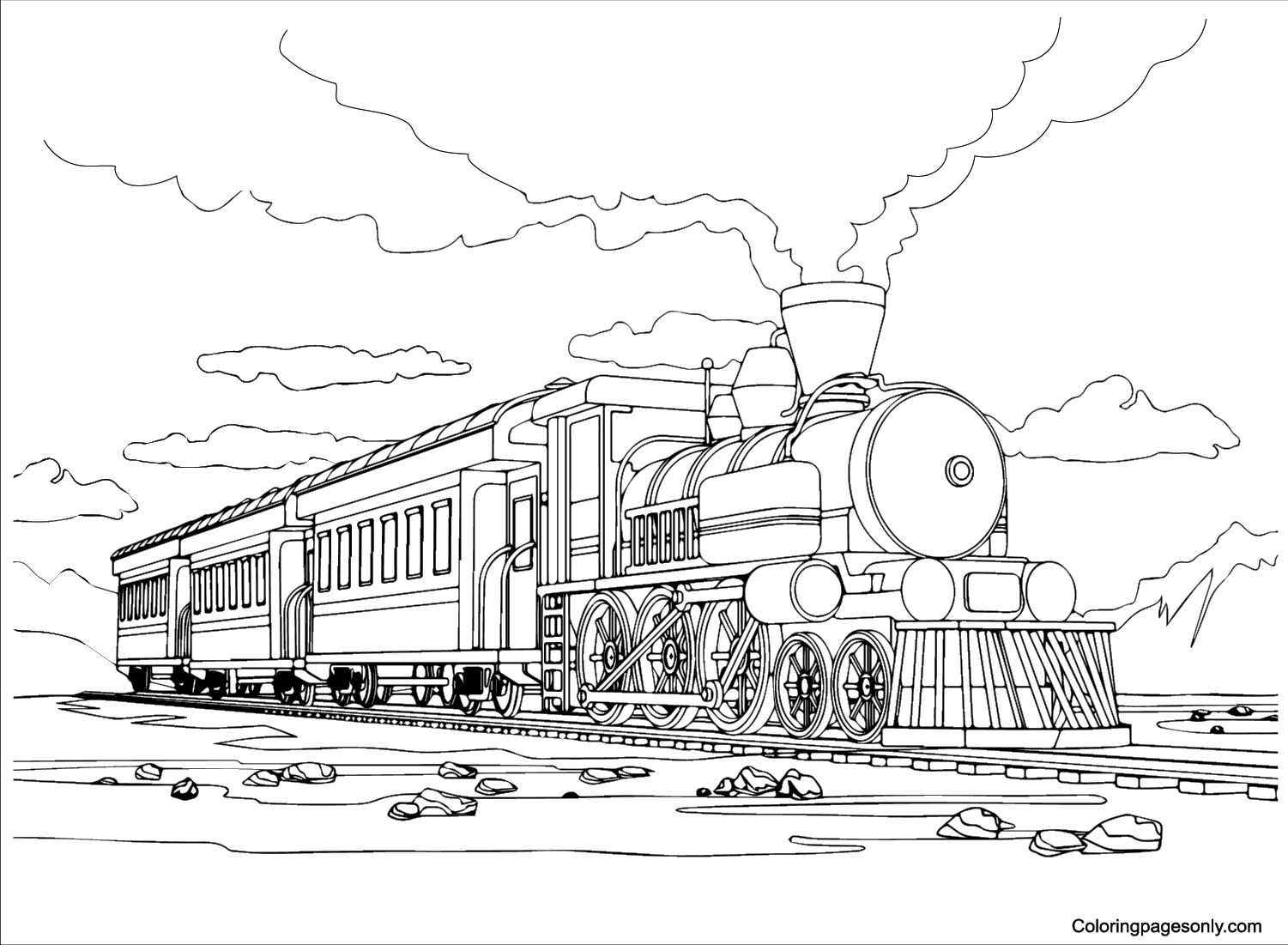 Print the train-themed pages for a winter Polar Express activity, featuring characters for coloring and crafts.
