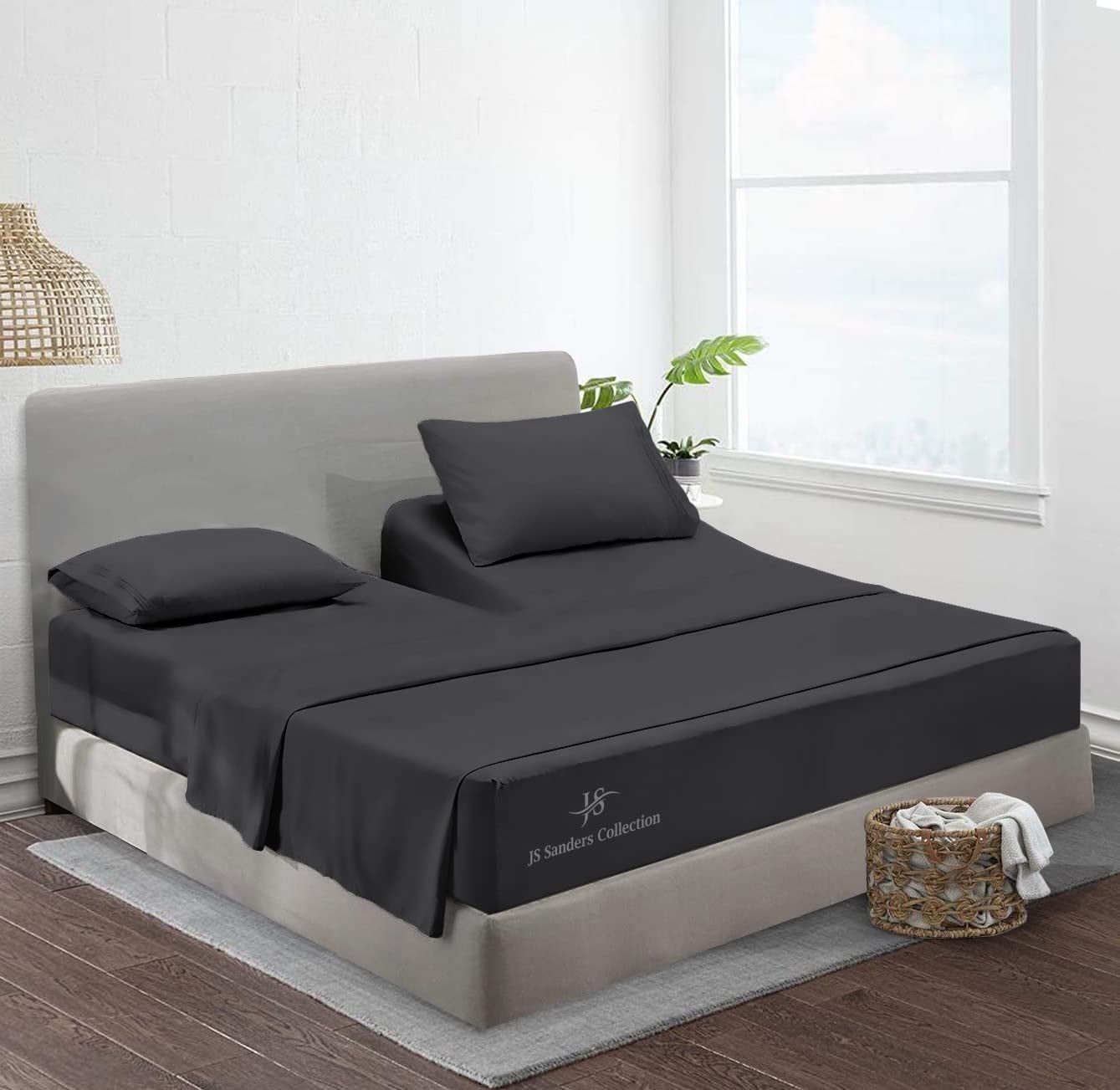 Cotton split top California king sheets built for adjustable beds, including Sleep Number Flex, with a top half that moves with the frame.