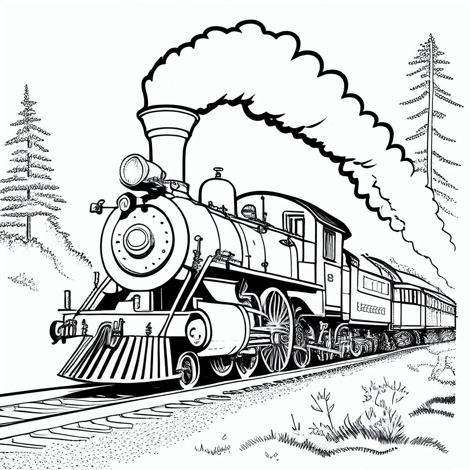 Pick a locomotive design and bring it to life with color in a free printable PDF of steam train coloring pages.