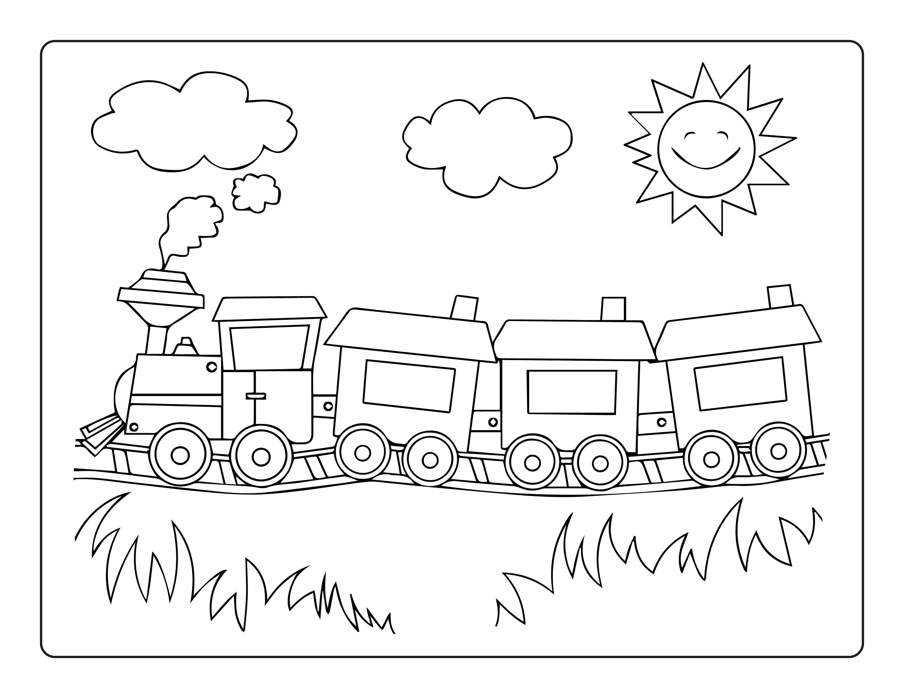 Print a few or the whole set for coloring time, featuring different engines and cars.