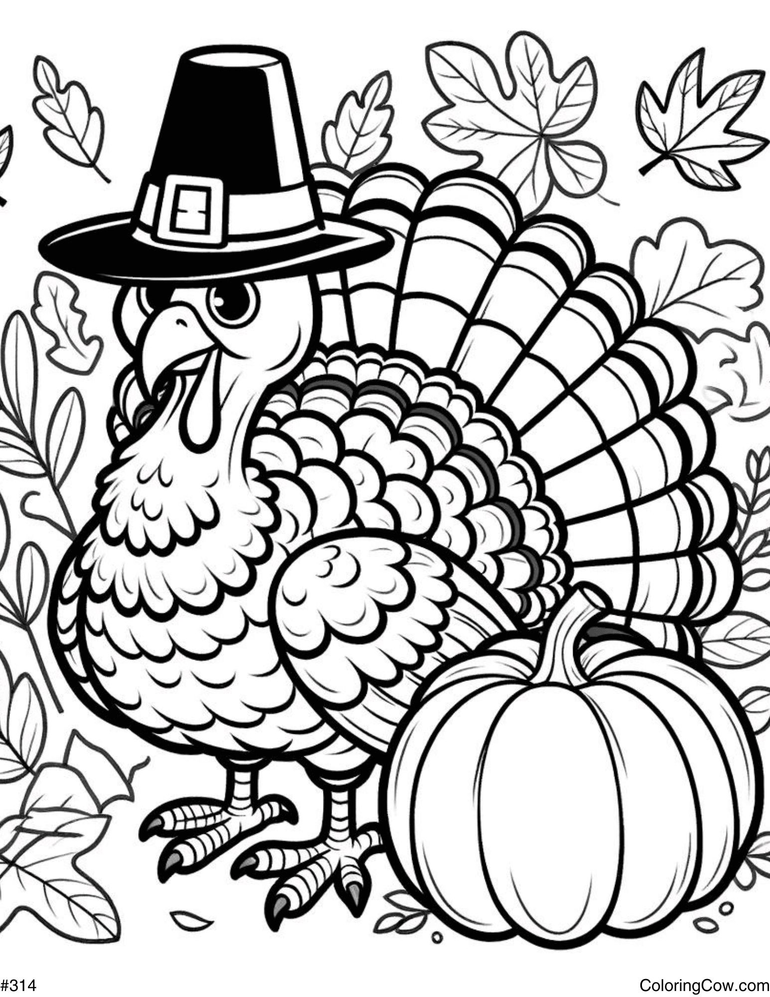 Printable turkey coloring page for kids, perfect for autumn holiday fun.